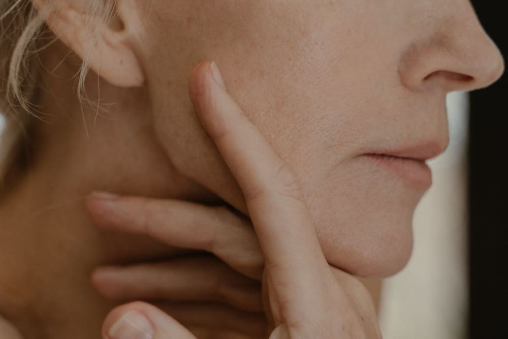 older woman jawline